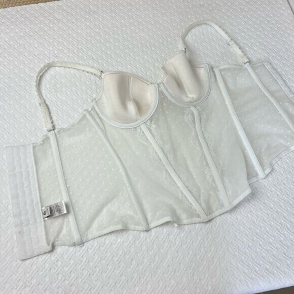 VTG Lingerie Luxury US 34 C Intimates White Lace Gartier Longline Corset Bustier - Picture 11 of 15